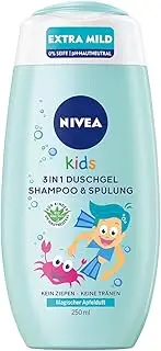 Nivea Kids 3-in-1 Shower Gel, Shampoo & Conditioner (250 ml), Care and Cleaning for Kids with Magic Apple Scent, Extra Mild & Soap-Free Hair and Skin Care for Children