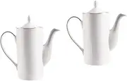 2pcs Coffee Pot Ceramic Tea Pot Kettle Pour Over Pier 1 Imports Porcelain Teapot Handheld Coffee Kettle Handle Coffee Kettle Household Tea Pot Ceramics Set White Coffee Kettle (Color : White, Size :
