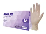 100pcs Medicom Accu Fit Clear Vinyl Gloves Powder Free - Size Medium