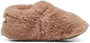 [Ten Little] Kids Cozy Slippers for Toddler Boys & Girls, Faux-Fur with Warm Fleece Lining, Canvas Gift Bag, Non-Slip Cushioned Bottom, Brown