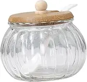 TOPPERFUN 1Set Creative Pumpkin Glass Seasoning Jar Glass Salt Dispenser Capacity Storage for Sugar Spices and More for Kitchen Cafes and Parties