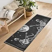 QGBYMX Washable Runner Rug Skeleton Guitar Moon 2’ x 6’ Non Slip Kitchen Runner Rug for Hallways Entryway Patio Living Room Floor Carpet Runner- Soft Thin Mat for Family Pet