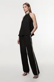 Hand Embellished Cady Woven Pants