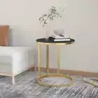 vidaXL Side Table Gold and Black 45 cm Tempered Glass 2BB