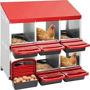 Pet Scene Chicken Nesting Box 2 Layer 6 Hole Roll Away Hen Chook Laying Boxes House Poultry Nest Egg Brooder Coop Roost Perch Galvanised Metal Plastic Vents Lid