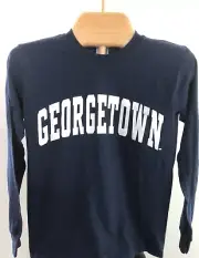 L Long Sleeved University US T-Shirts : Georgetown TM - Navy Collage Imprinted