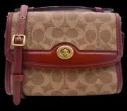 Coach TAN RUST Women's Kip Signature Canvas Crossbody, US One Size