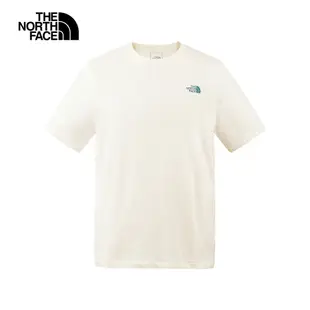 【The North Face 官方旗艦】北面男款米色吸濕排汗舒適透氣大尺寸LOGO休閒短袖T恤｜88GSQLI