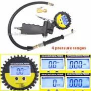 DIGITAL PRESSURE GAUGE VALVES TIRE INFLATOR DIAL DUAL CHUCK / CLIP ON 0-255 PSI