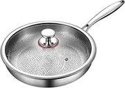 Titanium Hammered Pan Pro with Lid, Titanium Pans for Cooking, Scratch Resistant Frying Pan, for All Stovetops, New Upgraded Pot for Cooking (26cm)