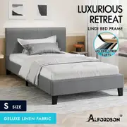 ALFORDSON Bed Frame Single Size Mattress Base Wooden Platform Fabric Grey