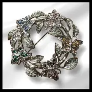 Jackie O Jaqueline Kennedy Brooch Multicolor Crystals Silver Camrose Kross JBK