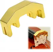 Violin Mute,Ai-OUMLEEF Metal Violin Mute Practice Violin Silencer for 3/4, 4/4, 1/2, Four Claw Silencer(Gold)
