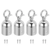 1.7"x3.7" Stanchion Rope End Stopper, 4 Pack Cord End Caps End Cap, Silver