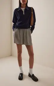 [Les Tien] Haley Cropped Cotton Half-Zip Sweatshirt