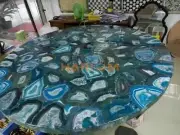 Blue Agate Stone Coffee Table Tops, Agate Center Hallway Decor