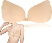 [FQQF] Adhesive Bra Push Up, Strapless Bra Backless, Silicone Invisible Self-Adhesive Bra Without Straps, Comfortable Push-Up Adhesive Bra for a Perfect Fit (Cup Size: B), Cc, Medium