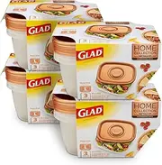 GladWare Home Deep Dish Food Storage Containers, Large Rectangle Holds 64 Ounces of Food, 3 Count Set | with Glad Lock Tight Seal, BPA Free Containers and Lids (4 Pack)