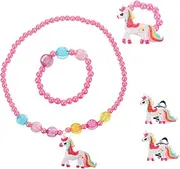 [HAWILLOSCH] Girls Princess Set Unicorn Jewelry Kit for Kids Necklace Bracelet Ring Earring Party Present