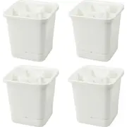 4x Homeleisure Plastic Cutlery Drainer Kitchen Utensil Drain/Drying Rack White