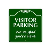 Visitor Parking We re Glad You're Here Novelty Aluminum Metal Sign 12"x12"