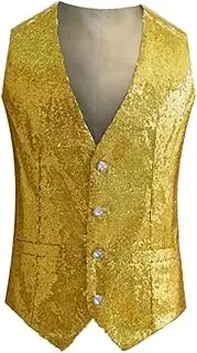 [HEYDHSDC] Men Sequin Suit Vest Slim Fit Singer Stage Performance Dress Waistcoat Four Seasons K S