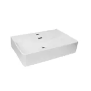 600*420*120mm Gloss White Ceramic Rectangle Wall Hung/Above Counter Basin One Tap Hole
