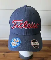 Titleist Golf Cap Hat A-Flex S/M Heather Blue Fitted Red Embroid. Logo - NWT
