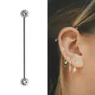 14G 1.5" FRONT FACING CZ STEEL INDUSTRIAL BARBELL EAR CARTILAGE PIERCING RING