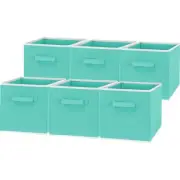 Foldable Cube Storage Bin, Turquoise - 6 Pack