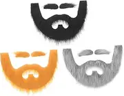 BESPORTBLE 3Sets Self Adhesive Fake Beards Eyebrows Realistic Facial Hair for Dwarf Gnome Grandpa Costumes Accessories for Halloween Masquerade Parties