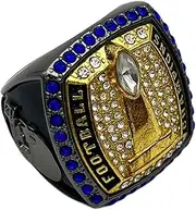 Discount Sports Rings USA Deluxe Football Championship Award/Football Player Ring/Team Award/Gunmetal Body Assorted Color and Gemstone