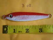 5 PCS. ANCHOVY FISH JIG/CASTING SPOON STYLE LURE BAIT, 3 OZ. RED/WHITE