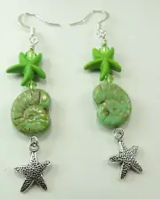 Czech Glass Shells Earrings & Starfish Handcrafted Jewelry