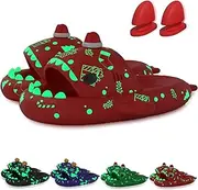 [Spacebuyer] Christmas Luminous Shark Slippers, Halloween Sharky Slides, 3D Cartoon Spooky Shark Slides Glow in the Dark for Men Women