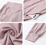 [”N/AY"] Women's Loose Yoga Pants Running Training Leggings Pocket Casual Quick-Drying Gym Pants”N/AY 3/4 Pink