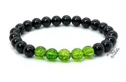 Peridot and Black Tourmaline Stretch Bracelet | August Birthstone for Leo and