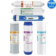 6 Stage 100GPD RO Under Sink pH Alkaline Reverse Osmosis System Water Filter Set