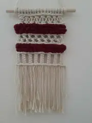 Handwoven Macrame Wall Hanging With Chenille Yarn And Macrame Rope