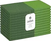 UniQloth Set of 12 Cloth Dinner Napkins Cotton - Soft Durable Washable - Ideal for Farmhouse Party Wedding Christmas Dinner Napkins - Perfect Everyday Use Table Linen Cloth Napkins 18x18 Green