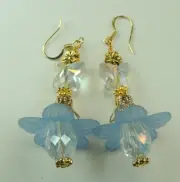 Crystal Briolette Acrylic Flowers & Butterfly Earrings Handmade Jewelry