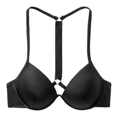 Victoria's Secret Shine Strap Fabulous Push Up Bikini Swim Top Black NWT