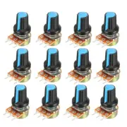 12Pcs 10K Variable Resistors Rotary Carbon Film Taper Potentiometer with Knobs