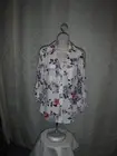 Long Sleeve Button front Shirt Tops,Candie's size SM,Light Pink Rose print,Blue