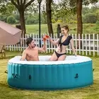 7ft Portable Round Hot Tub Inflatable Spa Tub for Sauna Therapeutic Baths Teal