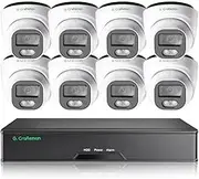 8 Megapixel (8MP) All-Aluminum Waterproof IP66 Security Camera System, 8-Channel NVR with 8 POE Cameras & 2TB HDD, IMX415 4K Full-Color Night Vision