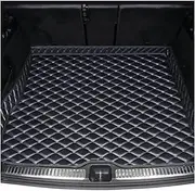 Car Cargo Liners for Nissan T32 for X-Trail 2013 2014 2015 2016 2017 2018 2019 2020 Leather Car Trunk Mat Cargo Liner Tray Trunk Carpets(Black and Blue-A)