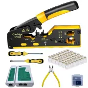 Pass Through rj45 Crimp Tool Kit, Network Tool Kit, Cat7 Cat6A Cat6 Cat5e Cat...