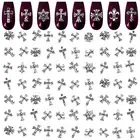 100 Pcs Cross Nail Charms and Gems Nail Cross Charms for Nails Design