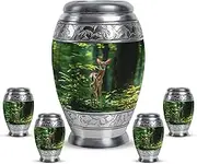 Mini Deer Urns for Human Ashes - Cremation Urns for Men - Mini Funnel - Green Decorative Funeral for Human Ashes - Cremation Urn for Human Ashes Adult Female (Combo of 5, 10 Inch & 3 Inch)